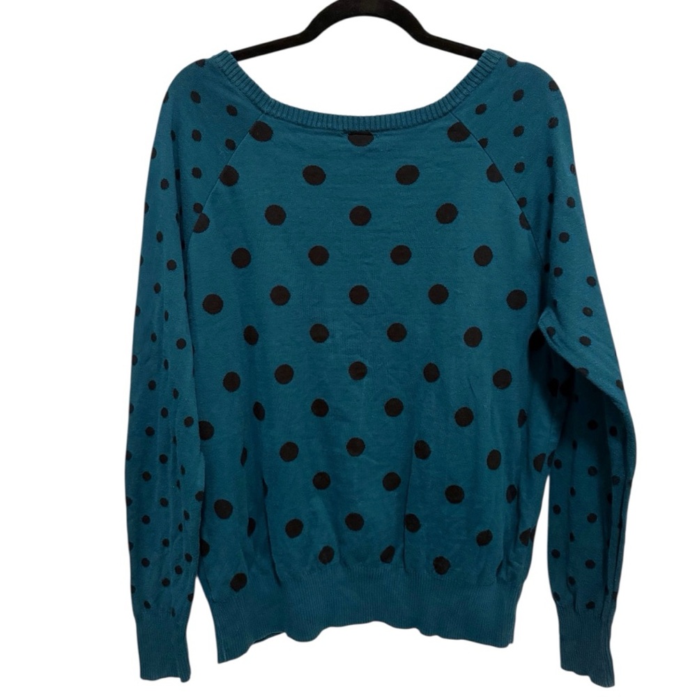 Torrid Polka Dot Sweater Teal/Black - Picture 4 of 6